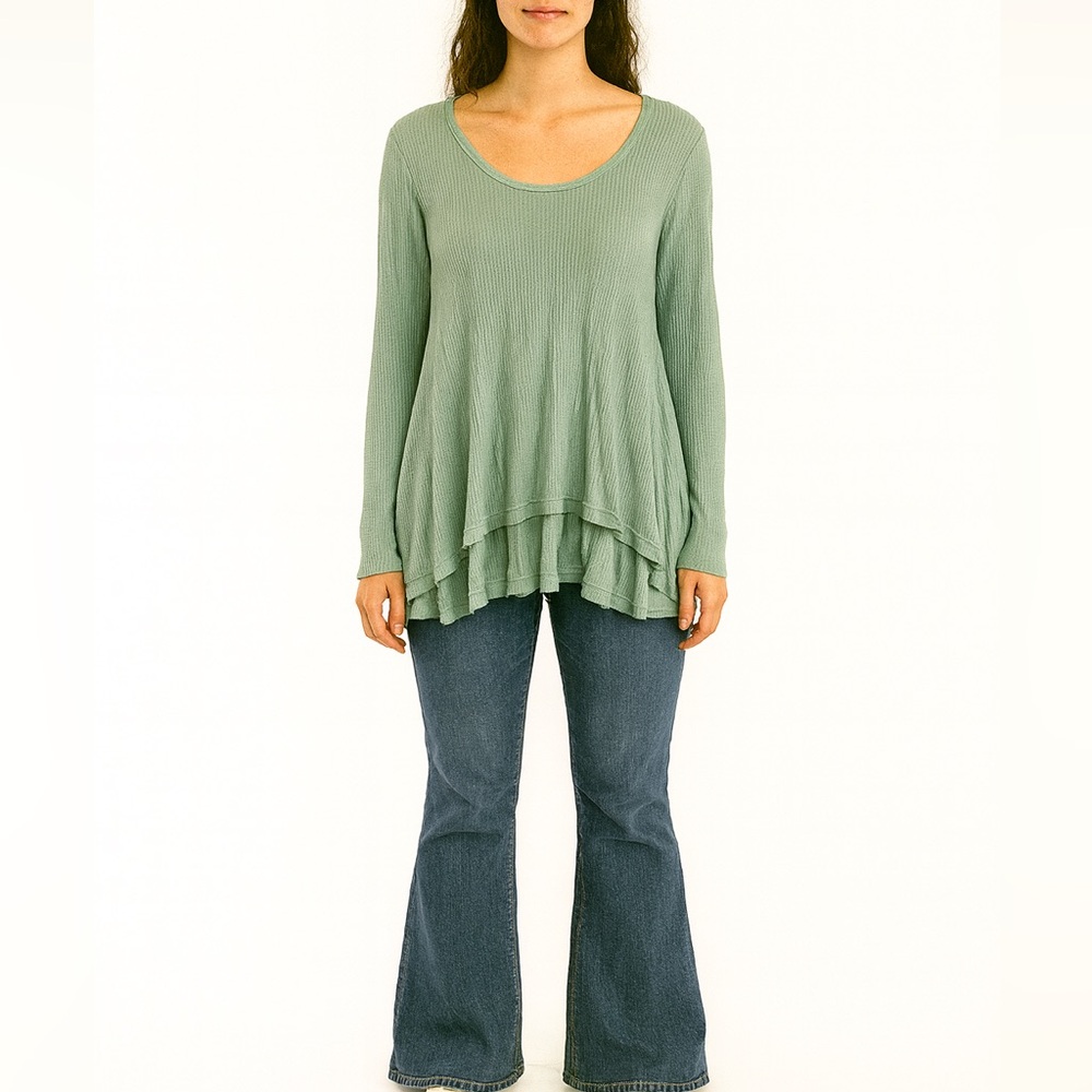 We The Free Size Medium Oversized Blue Thermal Top